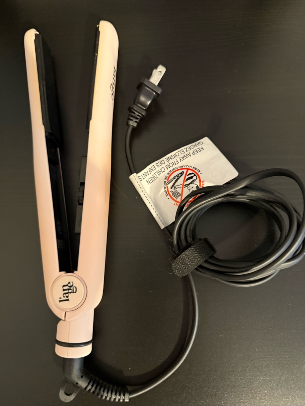 L’Ange Pink Hair Straightener with Black Plates